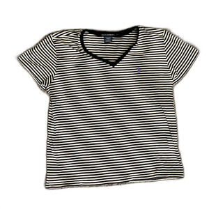Ralph Lauren Sport Black White Striped Short Sleeve V-Neck T-Shirt Size XL